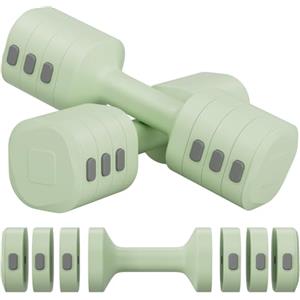 LIFERUN Set di 2 manubri regolabili 2 in 1, per donne e uomini, 4 livelli di peso con adattatore kettlebell, set di manubri per casa (Verde pastello (Coppia))