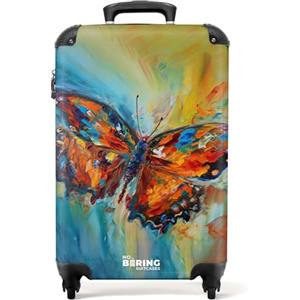 NoBoringSuitcases.com Valigia Bagaglio a Mano, Valigia, Trolley, Trolley Bagaglio a Mano, Bagaglio a Mano, Valigia 55x40x20, Valigia 10 kg, Trolley Bagaglio a Mano 55x40x20 cm (Farfalla - Arancione)