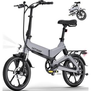 HITWAY Bicicletta Elettrica, Bici Elettrica 16 Pollici, Pieghevole E BIKE Batteria 36V/7,8Ah, Motore 250W, Massima 25km/h, Autonomia 35-70km, Urbana Pedelec Ebike per Unisex Adulti