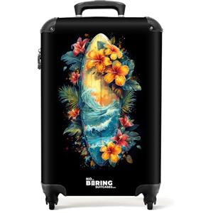 NoBoringSuitcases.com Trolley Bagaglio a Mano 55x40x20 cm, Valigia 10 kg - Tavola da Surf e Fiori