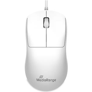 MediaRange mouse ottico cablato 3 tasti con ruota di scorrimento, 1000 DPI, simmetrico, cavo da 1,5 m, bianco