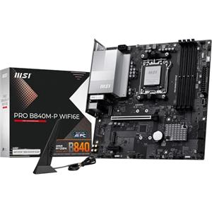 MSI PRO B840M-P WIFI6E, scheda madre mATX - Supporta processori AMD Ryzen 9000/8000 / 7000, AM5 - DDR5 Memory Boost (OC 8000+ MT/s), PCIe 4.0 x16, M.2 Gen4, Wi-Fi 6E, 2.5G LAN