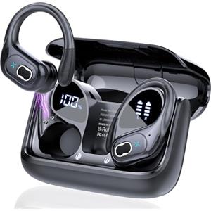 STECEi Cuffie Bluetooth Sport, 75 Ore Auricolari Bluetooth 5.4 HiFi Stereo, Cuffie Senza Fili con 4 ENC HD Mic, IP7 Impermeabili Cuffiette, Cuffie Wireless per Running/Palestra, Nero(2025)