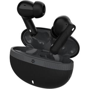 Celly - Auricolari True Wireless con Cancellazione Attiva Rumore (ANC), Microfono HD e Custodia di Ricarica, Colore Nero