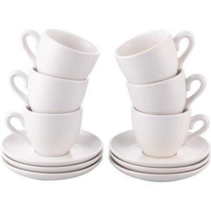 Villa d'Este Home Tivoli 1996 Set 6 tazzine caffè 90 ml con piattino in gres, Horeca White
