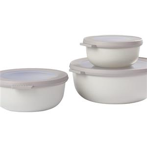 Mepal - Set di 3 Contenitori Cirqula Rotondo - Contenitori per Alimenti con Coperchio - Adatti come Contenitori Ermetici per Frigo, Freezer, Microonde - 350 ml, 750 ml & 1250 ml - Nordic White,