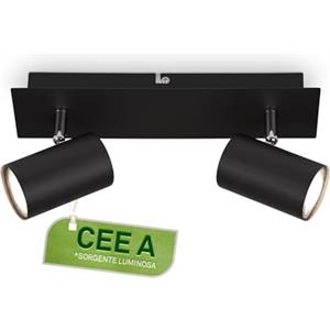 BRILONER - Lampada soffitto LED, CEE A sorgente luminosa, orientabile, 3000K bianco caldo, 2W ciascuno 450 lumen, illuminazione soggiorno, cucina, camera, corridoio, 29 cm, nero