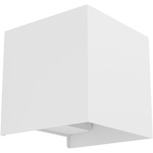 Eglo Valmontone Lampada da parete a LED per interni, a forma di cubo, illuminazione indiretta in alto e in basso, per camera da letto e soggiorno, metallo bianco, luce bianca calda, 10 x 10 cm