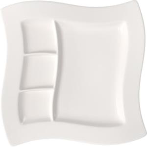 Villeroy & Boch NewWave Piatto Grigliata, 3 Scomparti, Rettangolare, Porcellana Premium, per Lavastoviglie e Microonde, Porcellana Premium, Bianco, 27 cm