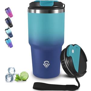 Grsta 20oz Tumbler Termico, Termos Caffè Ermetica Portatile, Tazza Termica per Bevande Calde e Fredde, A Prova di Perdite Bicchiere Termico, Isolata Sottovuoto In Acciaio Inox