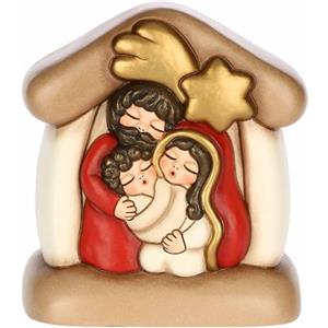 THUN, Mini Presepe con Capanna e Sacra Famiglia in Ceramica di Alta Qualità, Collezione Presepe Classico, Statuine per Presepe di Natale da Collezione, 11,7 x 9 x 13 cm