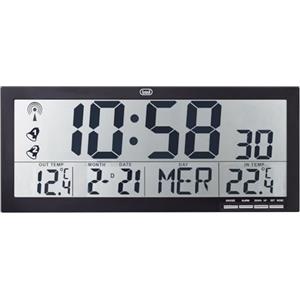 Trevi OM 3530 RC Orologio da Parete Radiocontrollato con Grande Display e Sensore Esterno Senza Fili, Termometro e Calendario Multilingue