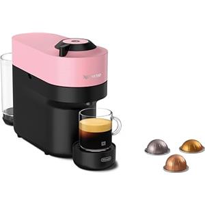 Nespresso De'Longhi Macchina Da Caffè A Capsule Vertuo Pop ENV90.P, Funzione Cold Brew, 4 Dimensioni Di Tazza, Connettività Bluetooth E WLAN, Pacchetto Di Benvenuto, Rosa
