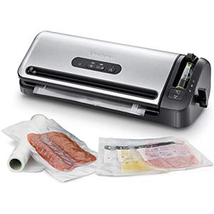 FoodSaver FFS017X macchina sottovuoto per alimenti secchi/umidi, portarotolo e taglierina integrati, aspirazione + sigillatura automatica, funzione marinatura, tubo per contenitori, con Accessori