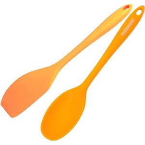 Fackelmann Set 2 Utensili Cucchiaio e Spatola in Silicone con Anima in Acciaio, Utensili da Cucina Antiaderenti Resistenti al Calore, Lavabili in Lavastoviglie, Linea Soft Collection