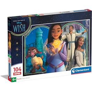 Clementoni - 27148 - Supercolor Puzzle - Disney Wish - 104 Pezzi - Puzzle Bambini 6 Anni, Puzzle Cartoni Animati, Made In Italy