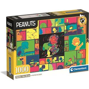 Clementoni - Puzzle 1000 Pezzi per Adulti e Ragazzi, Special Series, Tema Fumetto Peanuts e Snoopy, Compact Box con Poster Incluso, Idea Regalo Uomo e Donna, Made in Italy, 70x50 cm, 37069