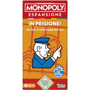 Hasbro Gaming, Monopoly Espansione in Prigione, Gioco da Tavolo per Bambini e Bambine da 8 Anni in Su, Idea Regalo, Per Giocare Serve il Gioco Monopoly Classico, 2-6 Giocatori, in Italiano