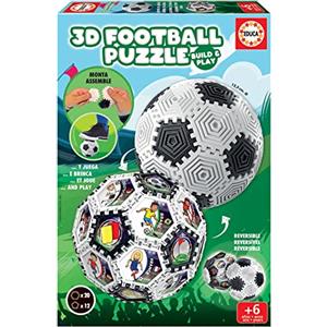 Educa - 3D Football Puzzle | 3D Puzzle Calcio Bambini | Puzzle 3D Pallone con 32 Pezzi e con cui Puoi Giocare | Puoi Creare Diverse Forme. Dai 6, 7, 8 Anni in su (19210)