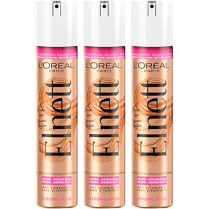 L'Oreal Paris L'Oréal Paris Elnett Satin Lacca Spray per Capelli Fissaggio Forte Volume Formula Volumizzante con Agente Texturizzante e Profumo di Rosa in Fiore - 3 Flaconi da 200ml