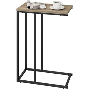 WOLTU Tavolino a Forma di C, Tavolino Compatto con Struttura in Metallo e Piano in Legno Ingegnerizzato, per Divano/Letto/Soggiorno/Camera da Letto, L45xP25xH63,5cm, Grigio Effetto Legno