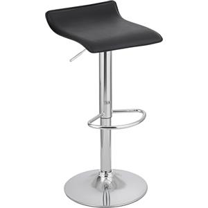 Baroni Home Sgabello Bar Girevole con Altezza Regolabile, Base Cromata con Poggiapiedi e Fondo Antigraffio, Sgabello Cucina, Ristorante, Penisola, Facile da Montare, 38x45x59-79 cm Nero, 1 Pezzo