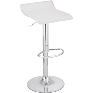 Baroni Home Sgabello Bar Girevole con Altezza Regolabile, Base Cromata con Poggiapiedi e Fondo Antigraffio, Sgabello Cucina, Ristorante, Penisola, Facile da Montare, 38x45x59-79 cm, Bianco, 1 Pezzo