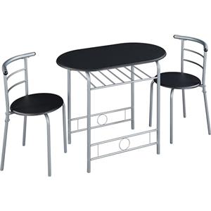 Soberine Set Tavolo Moderno con 2 Sedie per Sala da Pranzo, Set 3 Pezzi Mobili Salvaspazio da Cucina Balcone Ristorante Bar per 2 Persone in Legno e Metallo Sedia Portata Nero 90 x 53,5 x 75,5 cm