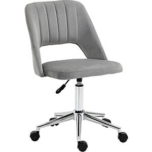 Vinsetto Sedia da Ufficio Ergonomica e Girevole, Sedia Imbottita per Scrivania con Altezza Regolabile, Grigio 49x60x79-91cm