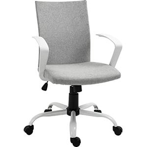 Vinsetto Sedia da Ufficio Ergonomica a Dondolo, Sedia da Studio Girevole, Poltrona Scrivania con Altezza Regolabile in Tessuto, 61x61x89-99 cm, Grigio Chiaro