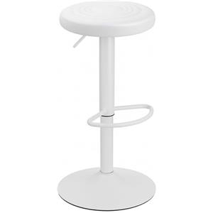 Baroni Home Sgabello Girevole Senza Schienale, Altezza Regolabile, in Ecopelle e in Acciaio, Per Sala da Pranzo, Cucina, Bar, Leggero e Motaggio Facile, 39x36x55-76 cm, Bianco,1 Pezzo