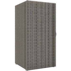 Outsunny Armadio da Esterno e Interno in Rattan PE, Armadio da Giardino con 2 Vani per Terrazza e Bordo Piscina, 60x63x120cm, Grigio