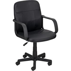 Baroni Home Sedia Ergonomica da Ufficio Scrivania Nera in Ecopelle, con Ruote Girevoli, Braccioli, Altezza Regolabile, Realizzata in Acciaio e Soft Foam, Facile da Montare e Spostare, 56x48x95 cm