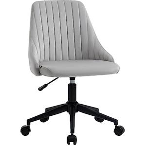 Vinsetto Sedia da Ufficio in Velluto Grigio con Altezza Regolabile, Sedia Ergonomica Girevole a 360° e Ruote, 50x58x77-87cm