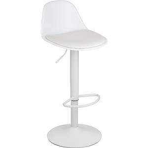 Baroni Home Sgabello Girevole con Schienale e Cuscino, Altezza Regolabile e Poggiapiedi, Fondo Antigraffio, Ideale per Sala da Pranzo, Ristorante, Bianco, 1 Pezzo, 40x40x80-104 cm