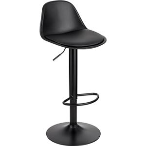 Baroni Home Sgabello Girevole con Schienale e Cuscino, Altezza Regolabile e Poggiapiedi, Fondo Antigraffio, Ideale per Sala da Pranzo, Ristorante, Nero, 1 Pezzo, 40x40x80-104 cm