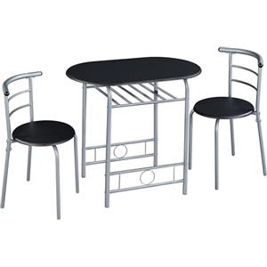 Soberine Set Tavolo Moderno con 2 Sedie per Sala da Pranzo, Set 3 Pezzi Mobili Salvaspazio da Cucina Balcone Ristorante Bar per 2 Persone in Legno e Metallo Sedia Portata Nero 80 x 53 x 75,5 cm