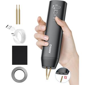 AWithZ Saldatrice a Punti per Batterie,AWithZ Saldatrice a Punti H1,con aghi di ricambio,11 ingranaggi regolabili, modalità automatica e manuale per batteria 18650, saldatura di fogli di nichel-platino