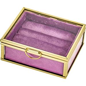 Baroni Home Baroni Portagioie Chic in Ferro e Velluto Scatola Viola, 10x9x4 cm