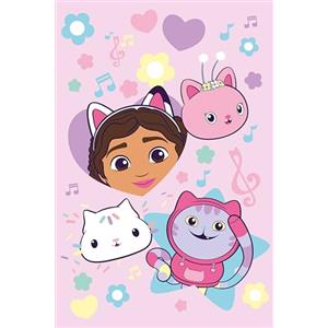 Jerry Fabrics Gabby's Dollhouse - Coperta in pile con motivo "Music", 100 x 150 cm, morbido poliestere, con Gabby e Pandy Paws - Super accogliente per bambini