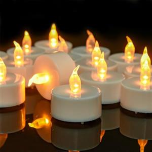 CANDLELAS Set di 12 Candele LED a Lume di Candela Senza Fiamma, Durata Fino a 200 Ore, si può il compleanno,Halloween o altre occasioni essere ampiamente（giallo caldo）