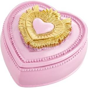 Baroni Home Cofanetto Cuore Sacro Ex-Voto in Resina Dipinta a Mano Rosa e Oro, Arte Sacra Tradizionale,Portagioie o Portaoggetti Decorativo, Idea Regalo, 9x9x5,5 cm