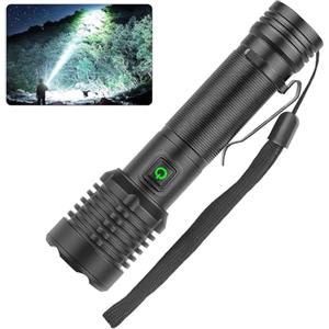 Chasinglee Torcia LED Ricaricabile 90000 lumen, Torcia LED Potente Tattica Ad Alto Lumen, Torcia Ad Alta Potenza, Super Luminosa, Ricaricabile Type-C, Per il Campeggio e l'escursionismo