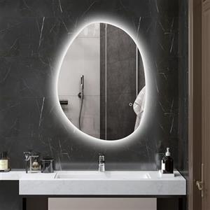 HOMCOM Specchio Bagno con Luci LED a 3 Temperature di Colori, 80x60cm Specchio da Parete Moderno Retroilluminato Reversibile con Antiappannamento Funzione Memory in Vetro Temperato, IP44, Argento