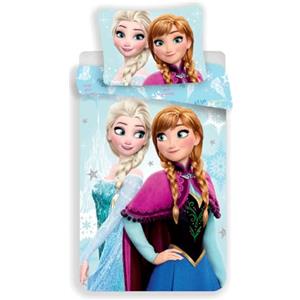 Jerry Fabrics Disney Frozen - Biancheria da letto con cuscino Anna Elsa, 135/140 x 200 cm, colore: Blu