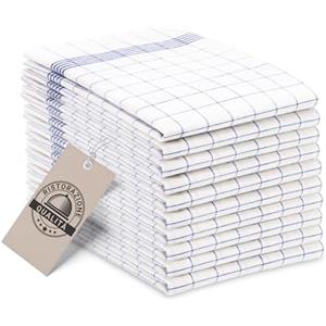 ZOLLNER 10 Strofinacci - canovacci in cotone 50x70 cm - burrazzi da cucina assorbenti e resistenti - a quadretti bianchi e blu - lavabili a 95°C - qualità gastronomica - certificato OEKO-TEX (R)