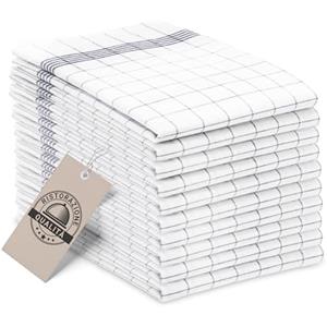 ZOLLNER 10 Strofinacci - canovacci in cotone 50x70 cm - burrazzi da cucina assorbenti e resistenti - a quadretti bianchi e grigi - lavabili a 95°C - qualità gastronomica - certificato OEKO-TEX (R)