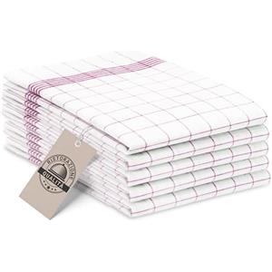 ZOLLNER 5 Strofinacci - canovacci in cotone 50x70 cm - burrazzi da cucina assorbenti e resistenti - a quadretti bianchi e rossi - lavabili a 95°C - qualità gastronomica - certificato OEKO-TEX (R)