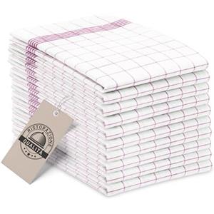 ZOLLNER 10 Strofinacci - canovacci in cotone 50x70 cm - burrazzi da cucina assorbenti e resistenti - a quadretti bianchi e rossi - lavabili a 95°C - qualità gastronomica - certificato OEKO-TEX (R)