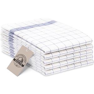 ZOLLNER 5 Strofinacci - canovacci in cotone 50x70 cm - burrazzi da cucina assorbenti e resistenti - a quadretti bianchi e blu - lavabili a 95°C - qualità gastronomica - certificato OEKO-TEX (R)